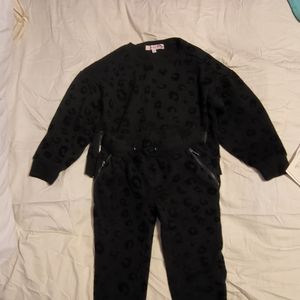 Black on black cheetah jogger set